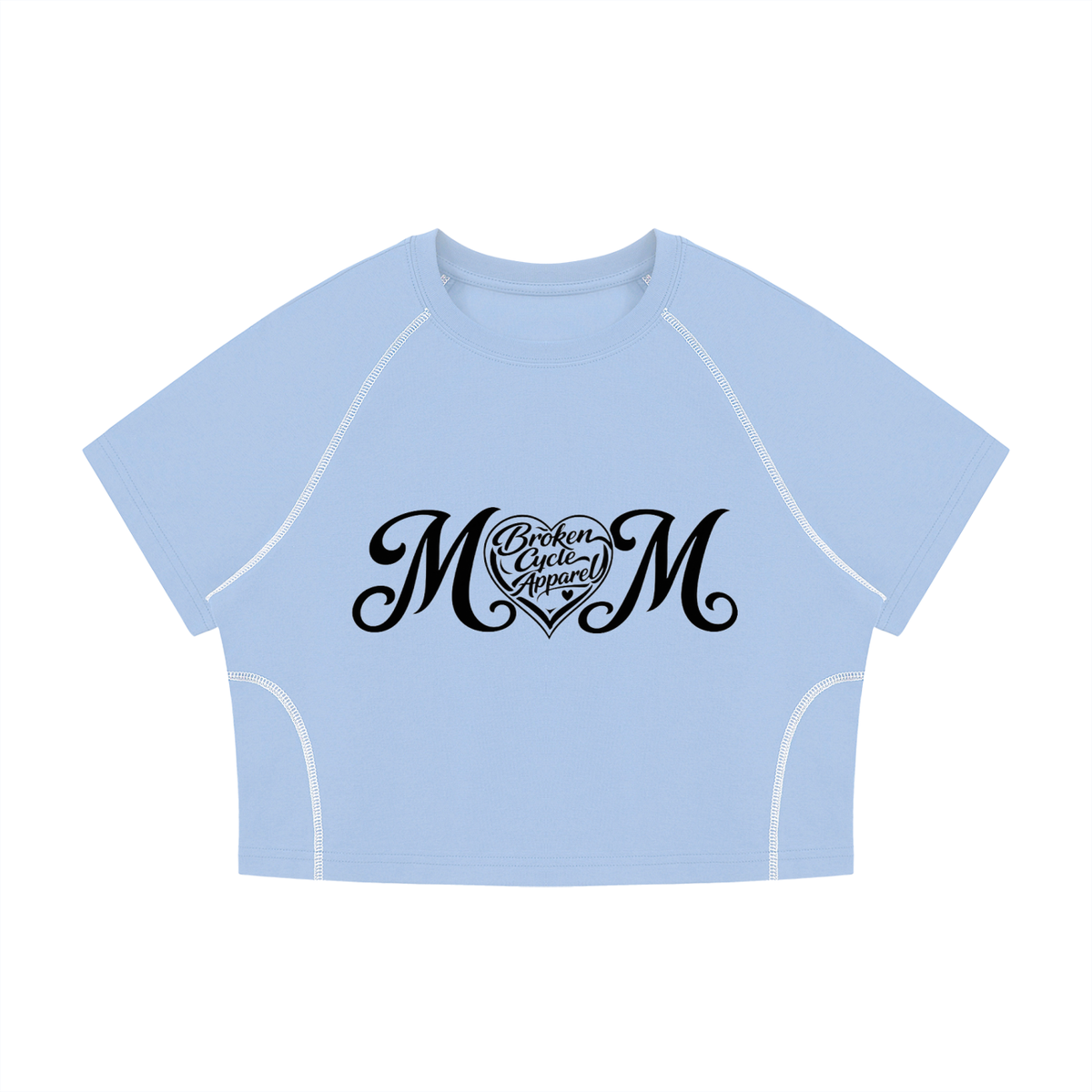 Mom Women's Contrast Stitch Raglan Crop T-Shirt