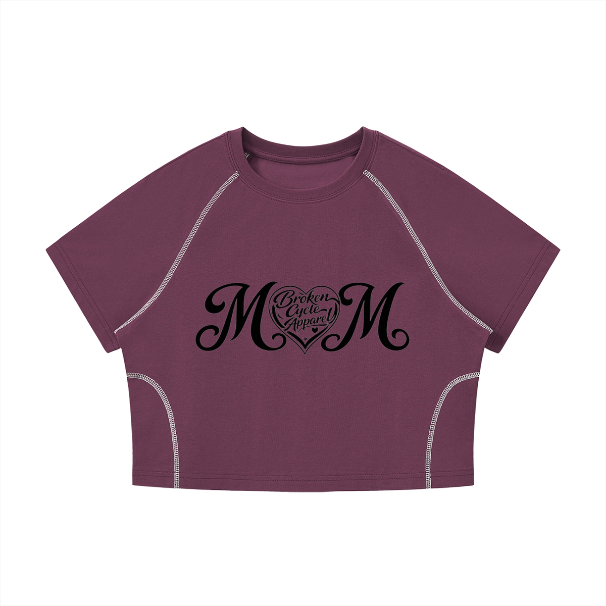 Mom Women's Contrast Stitch Raglan Crop T-Shirt
