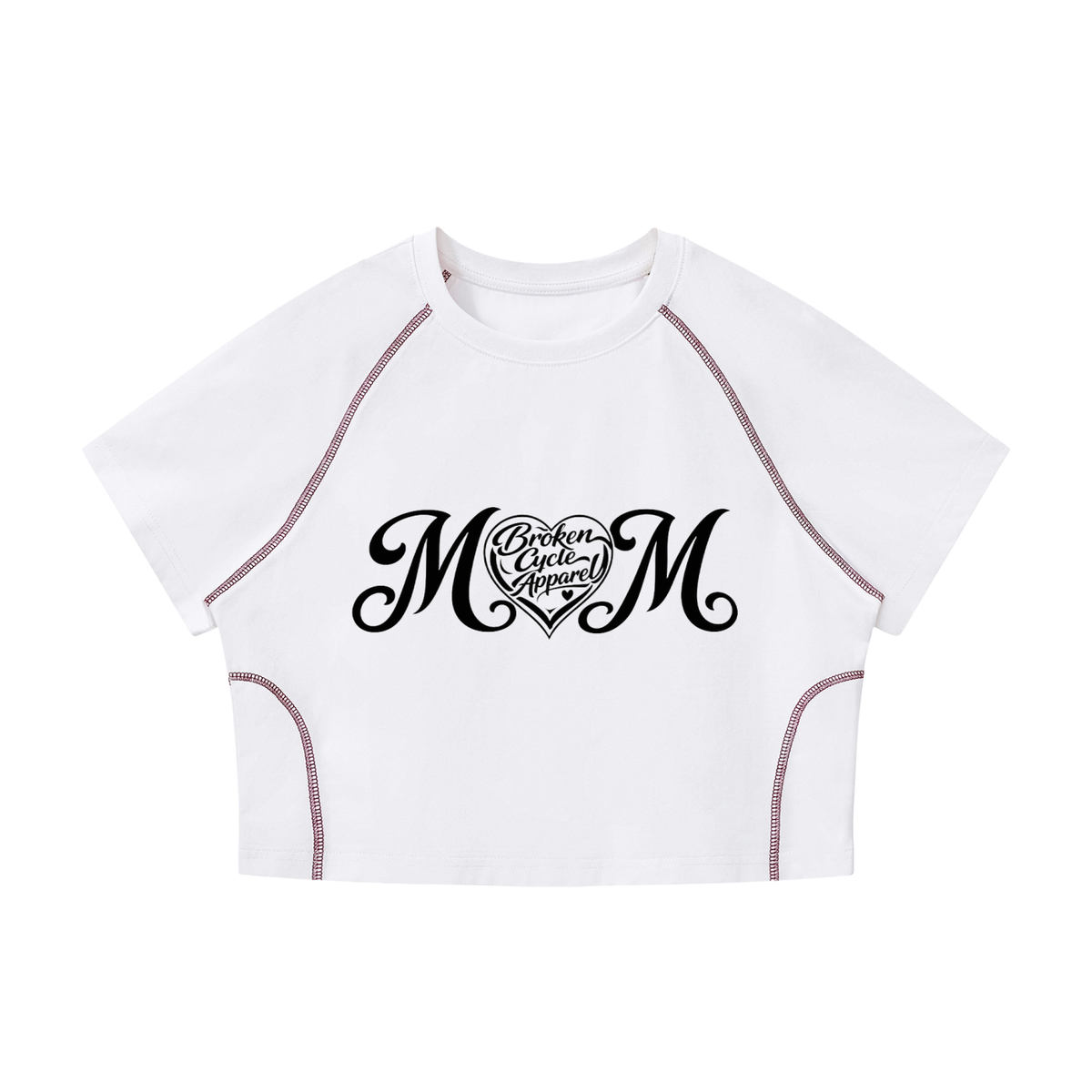 Mom Women's Contrast Stitch Raglan Crop T-Shirt