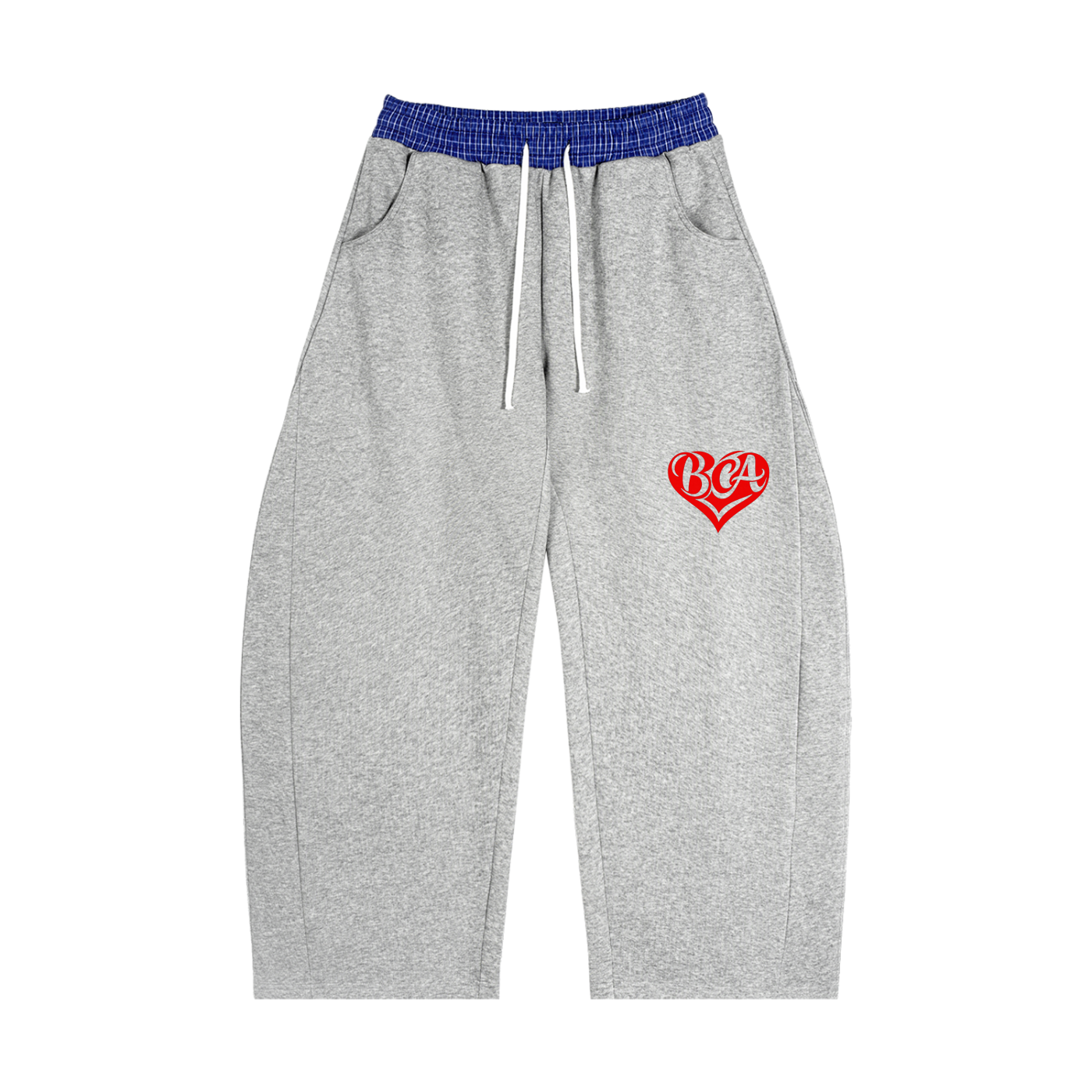 BCA Love Plaid Waistband Barrel Sweatpants