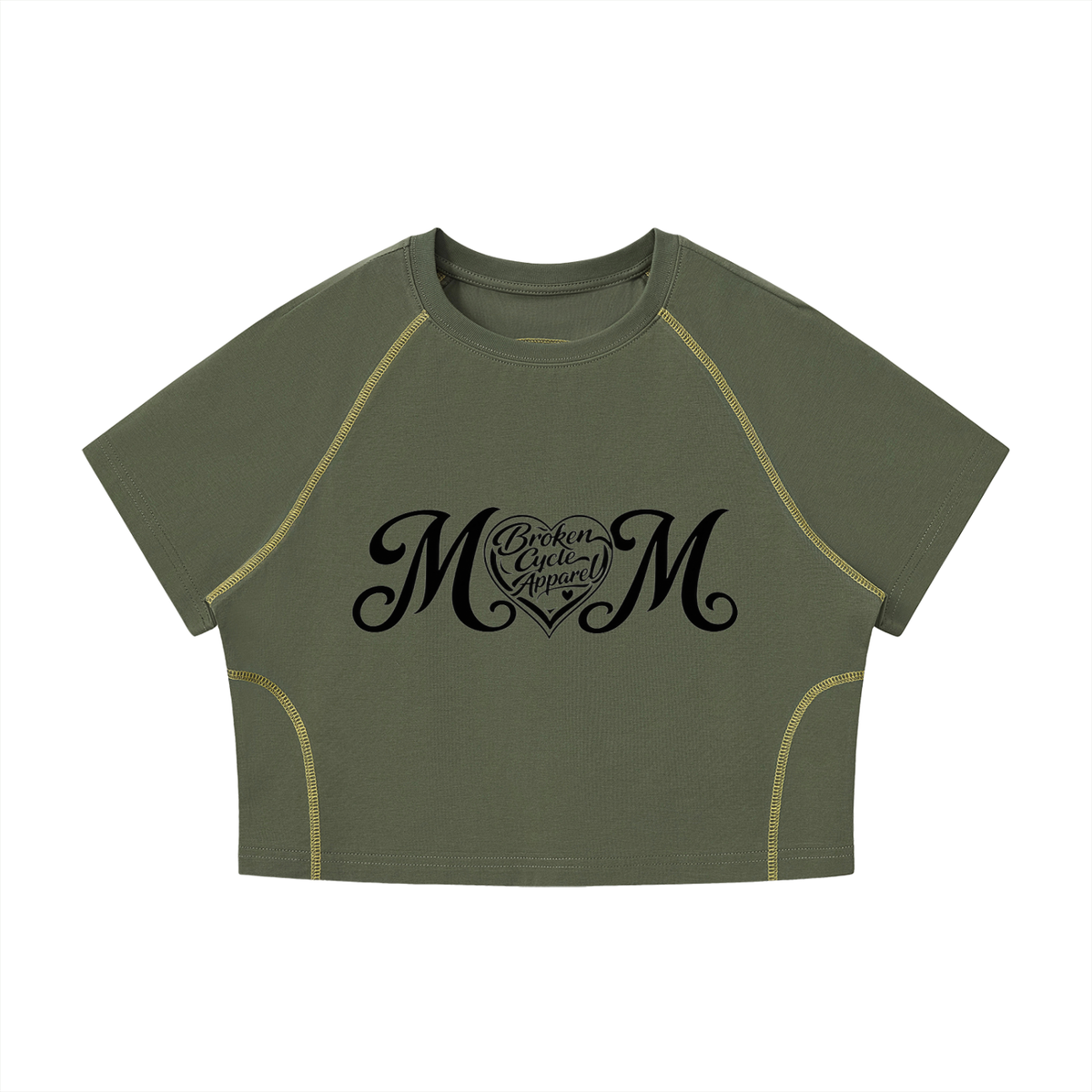 Mom Women's Contrast Stitch Raglan Crop T-Shirt
