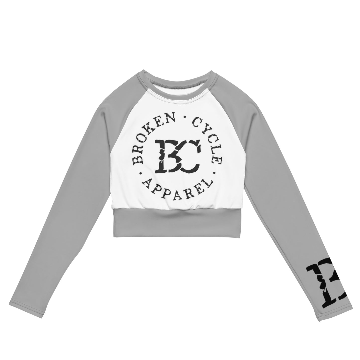 Gray long-sleeve crop top