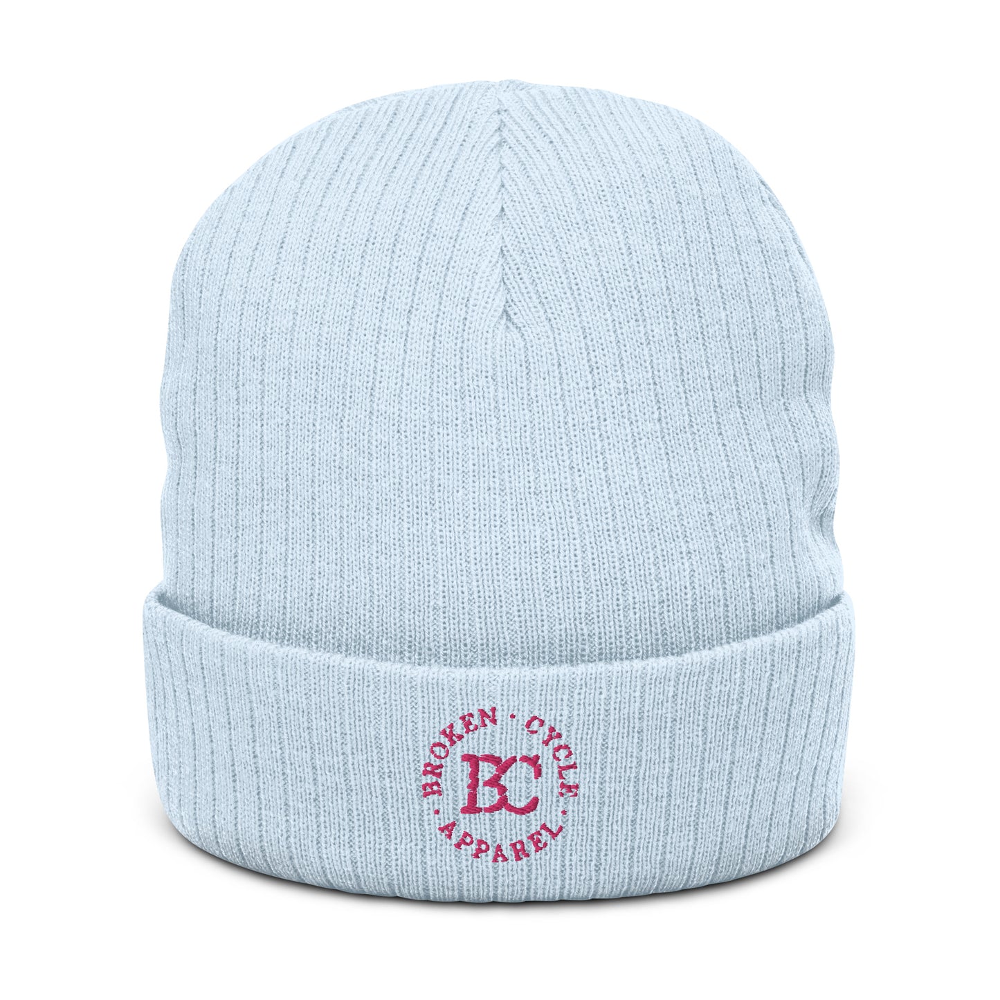 Embrodied Ribbed Pink Logo Beanie