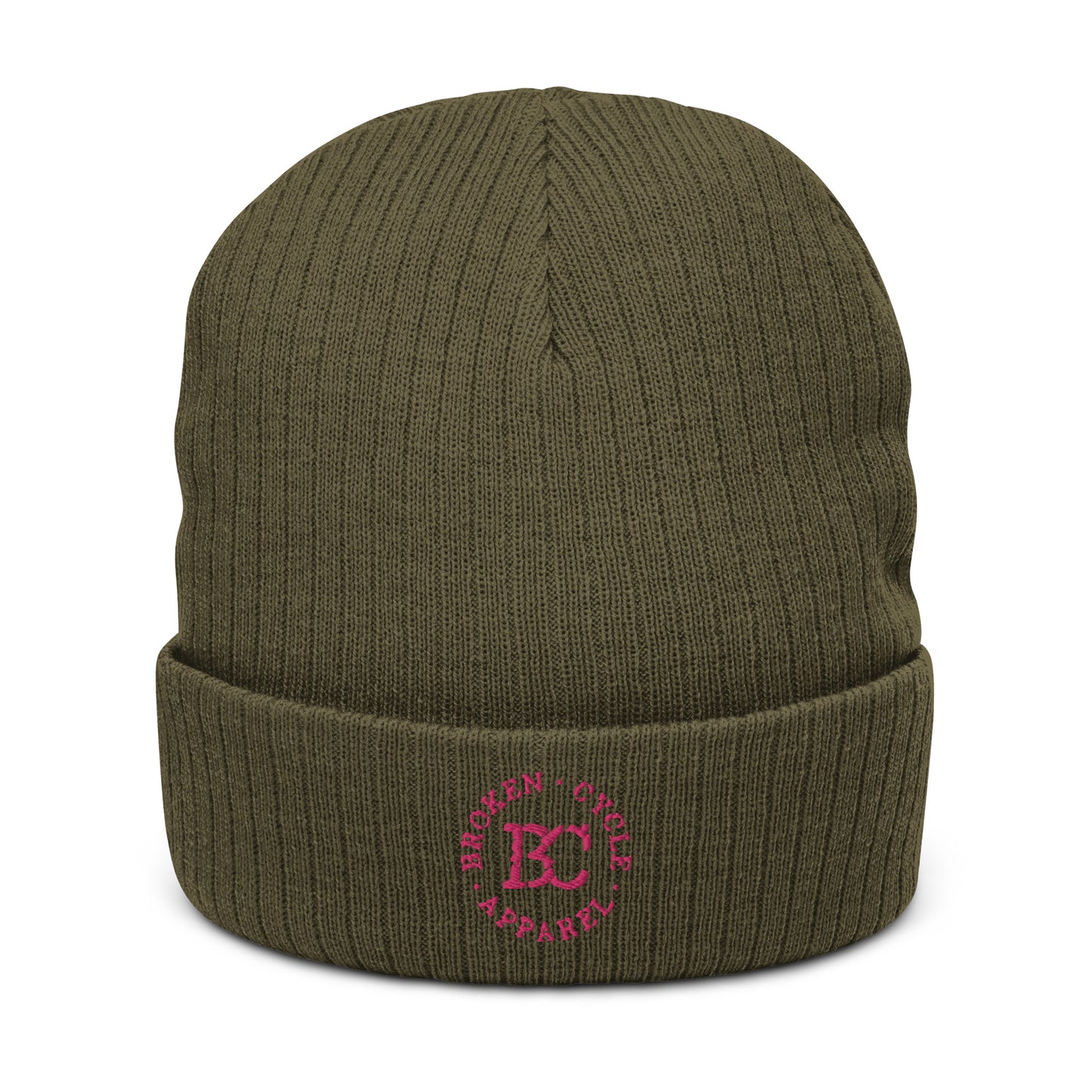 Embrodied Ribbed Pink Logo Beanie